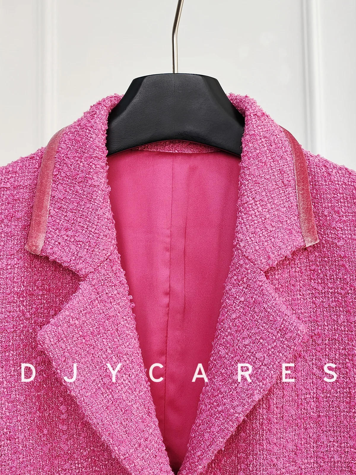 معطف صوفي خشن أحمر وردي جديد متعدد الاستخدامات بياقة مقاس كبير