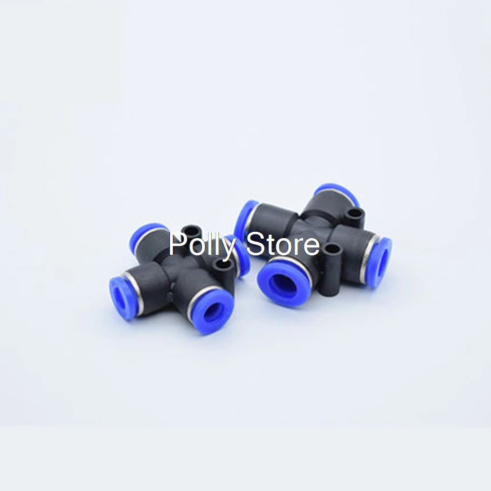 1PC Push In Air Splitter Gas Connector Quick Fitting PZA-4 6 8 10 12mm OD Hose Tube 4 Way Cross Shape Pneumatic