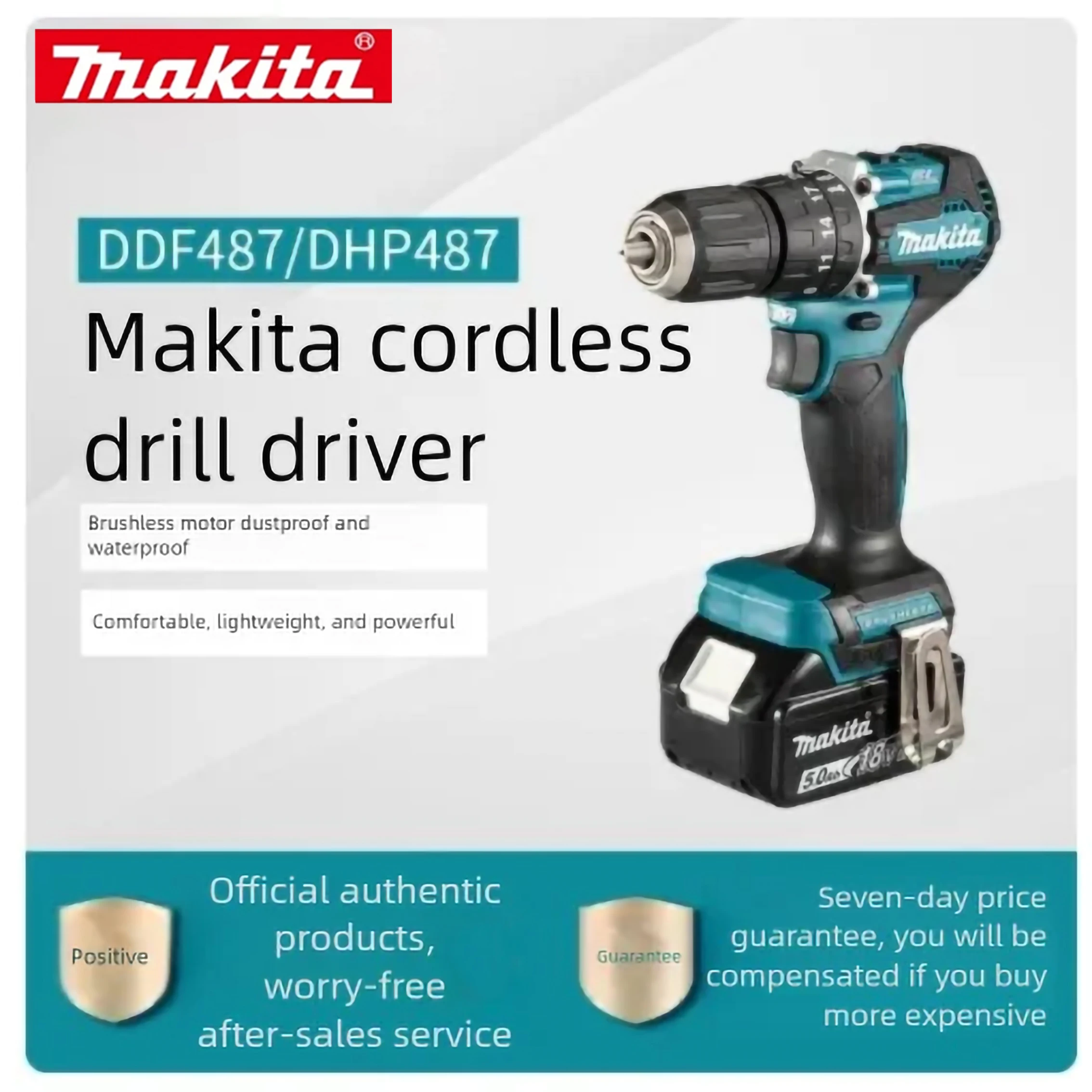

Makita DDF487 lithium drill 18V brushless handheld drill for home decoration DIY drilling multifunctional screwdriv