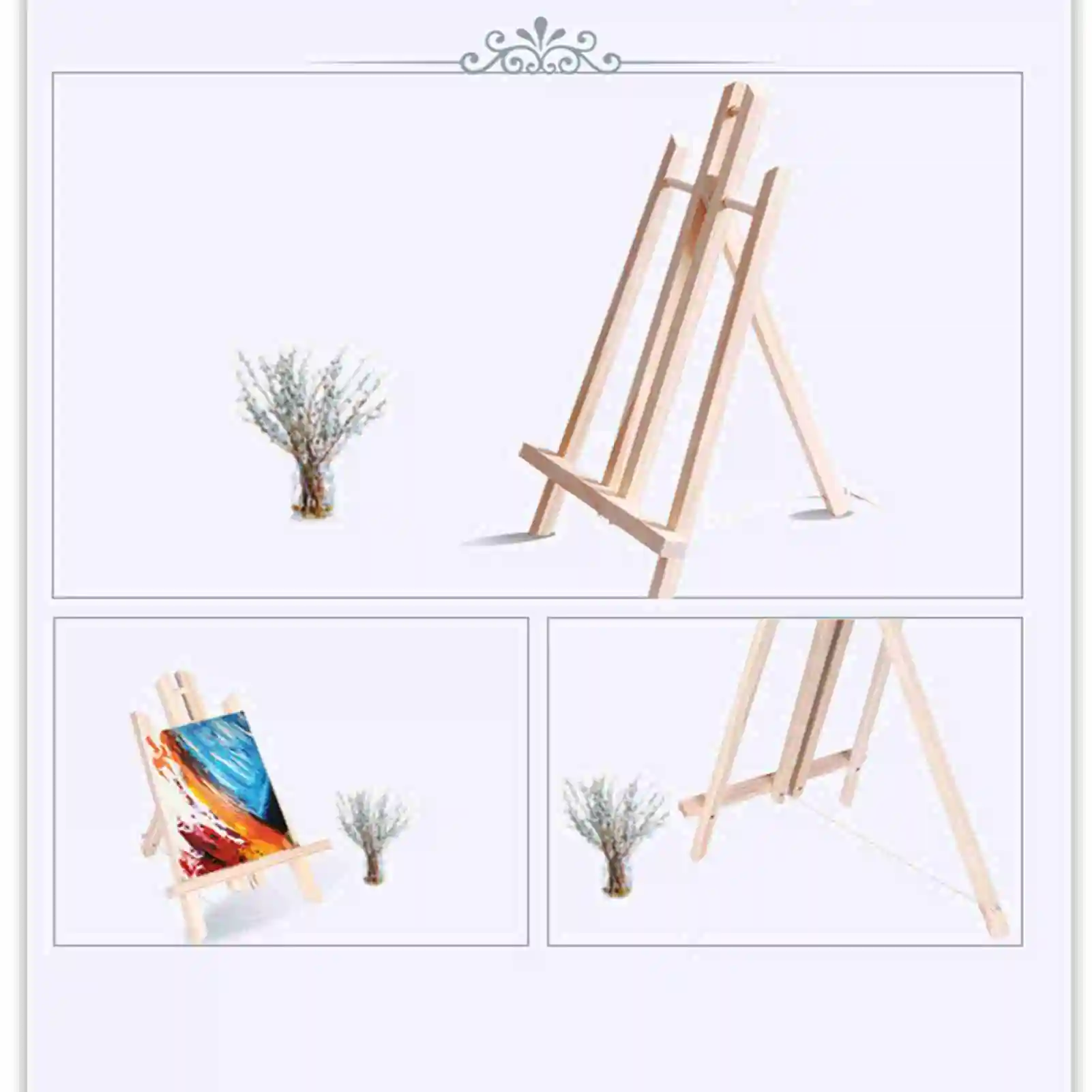 【New】Mini Portable Wooden Art Easel Stand Adjustable Angle Tabletop Painting Easel Display Stand Art Supplies for Children