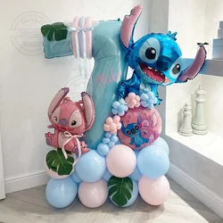 Disney Stitch Birthday Party Decorations 40inch Blue Number Foil Balloon Children's Birthday Background Boys Girls Toys Gifts