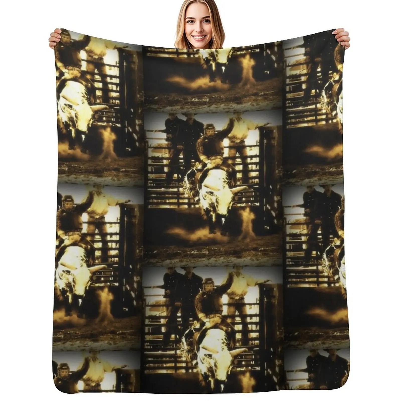 

Bull Riding Rodeo Cowboy Rustic Country Western Throw Blanket wednesday Soft Big Heavy Baby Blankets