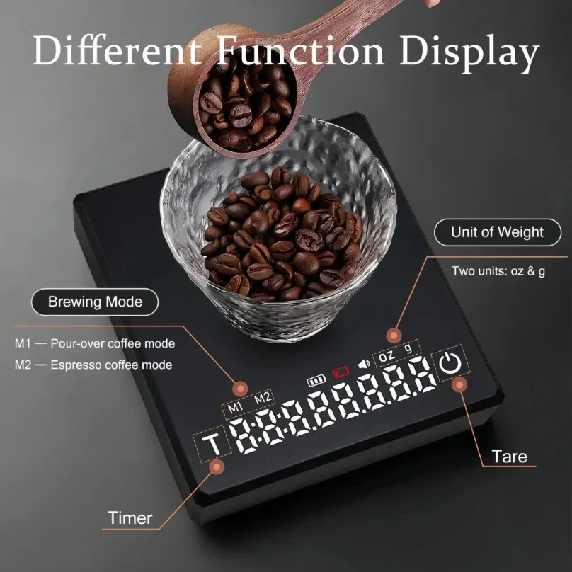 Mini Electronic Coffee Scale Smart Powder Water Ratio USB Silicone Pad High Quality Precision Professional Kitchen Coffee Tools view 4