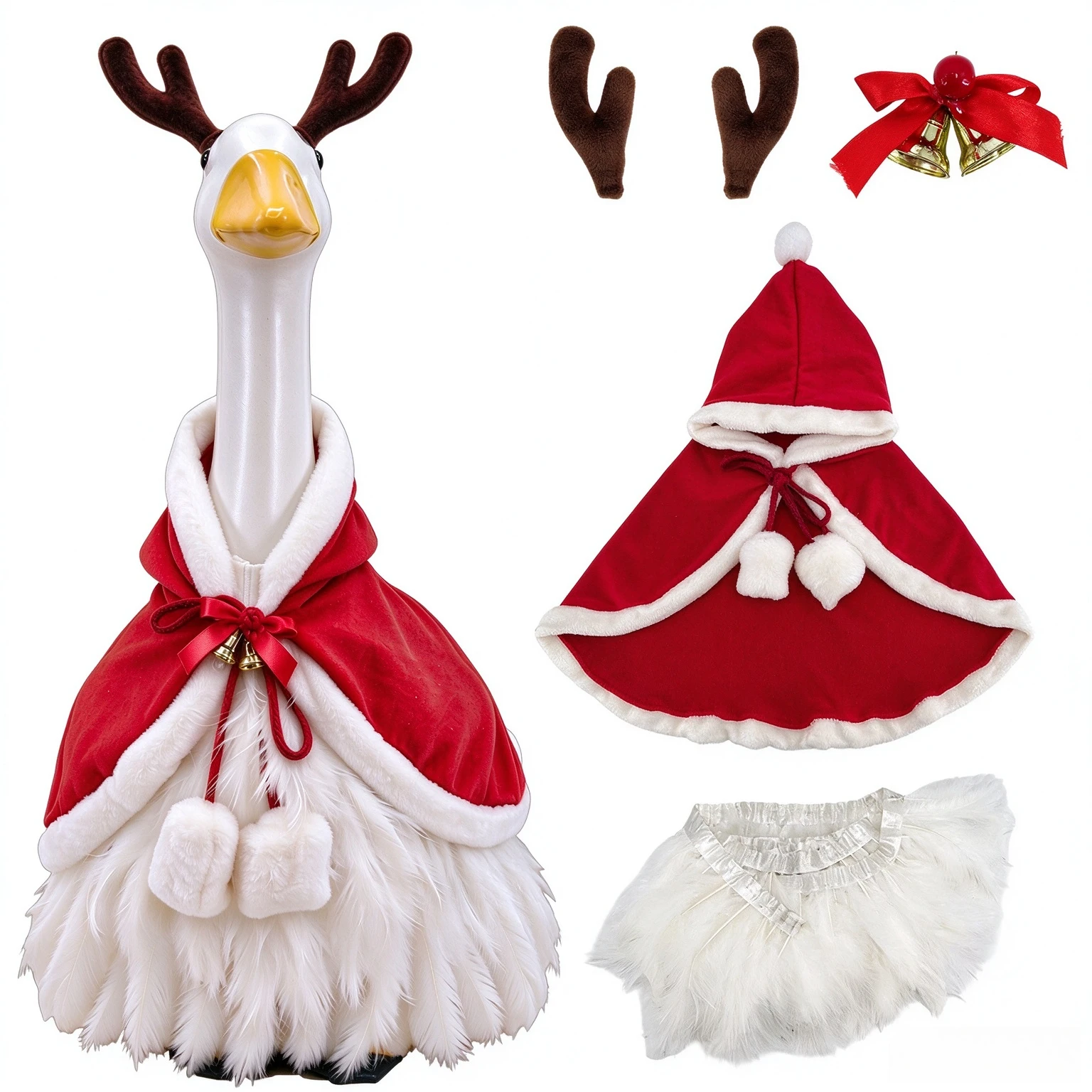 Christmas 23 inch porch goose costume, elk cloak, fluffy skirt set, garden courtyard, outdoor lawn statue, goose costume props