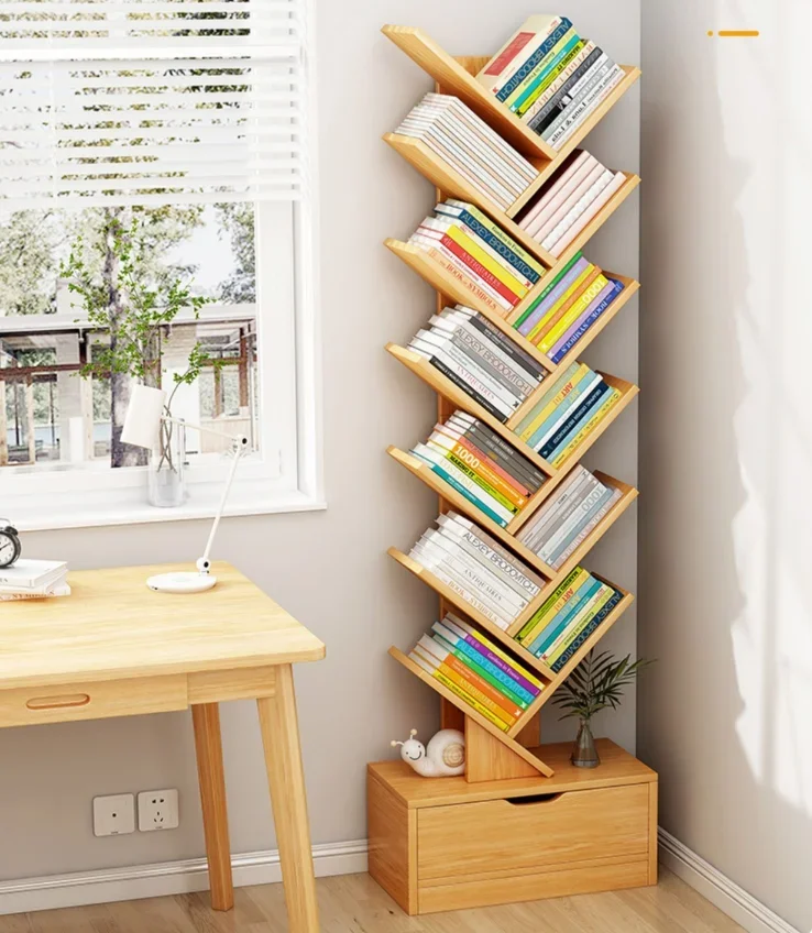 tree-shaped small bookshelf floor-to-ceiling bedroom cabinet living room storage rack home multi-layer bookcase