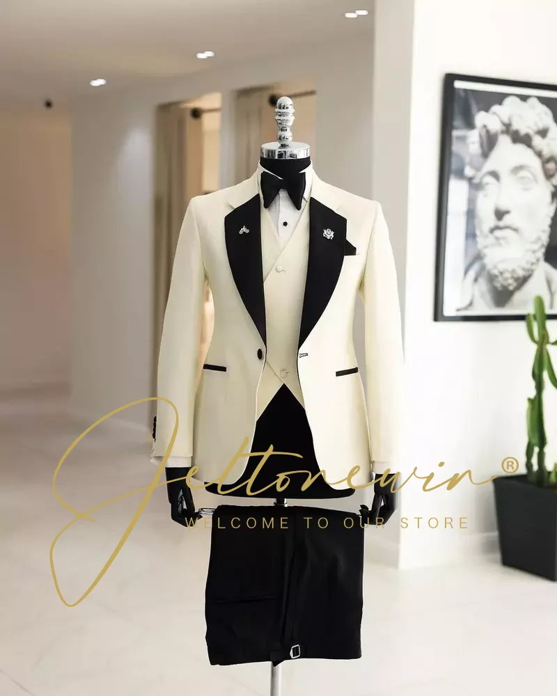 Wedding Suits For Men Elegant Blazers Set Formal 3 Pieces Full Classic Jackets Vest Pants Coats Luxury Business 2024 Costume