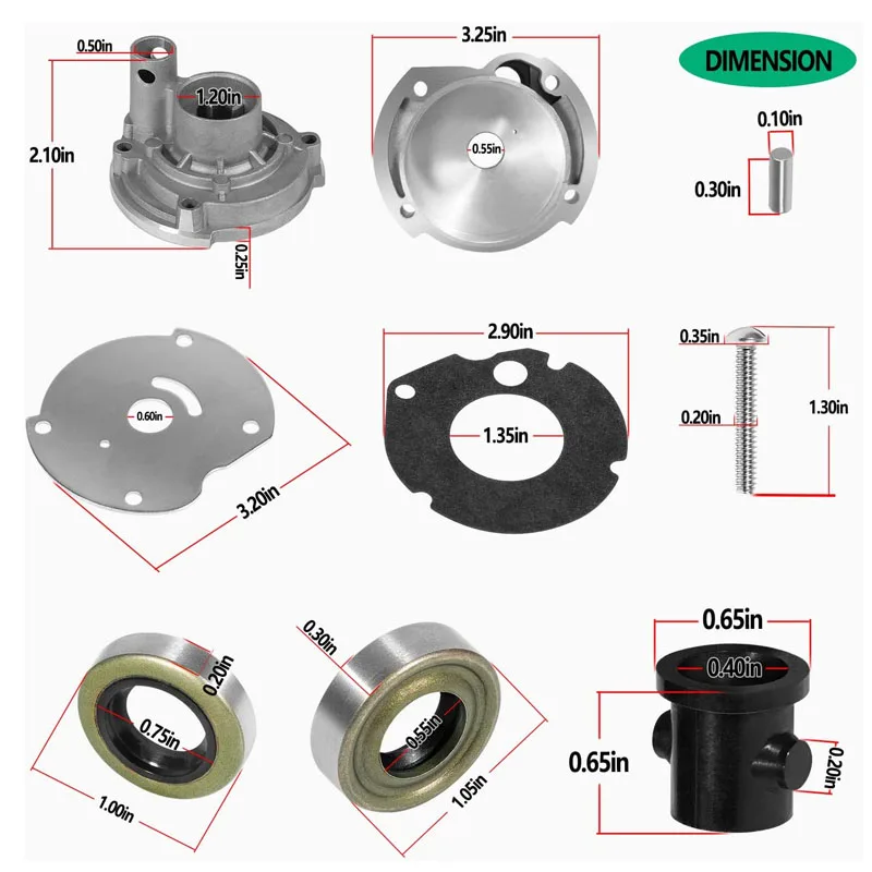 382296 Outboard Water Pump Impeller Rebuild Kit Repalcement for OMC Evinrude Johnson 777811 9.5HP(1964-1973) 10HP(1958-1963)