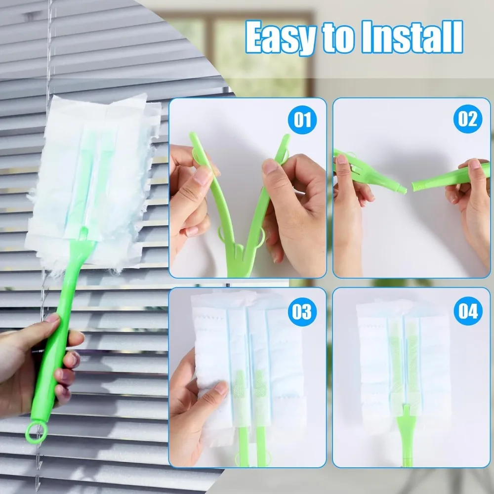 30-Pack Electrostatic Disposable Duster Refills, 180-Degree Head for Home and Office Dusting