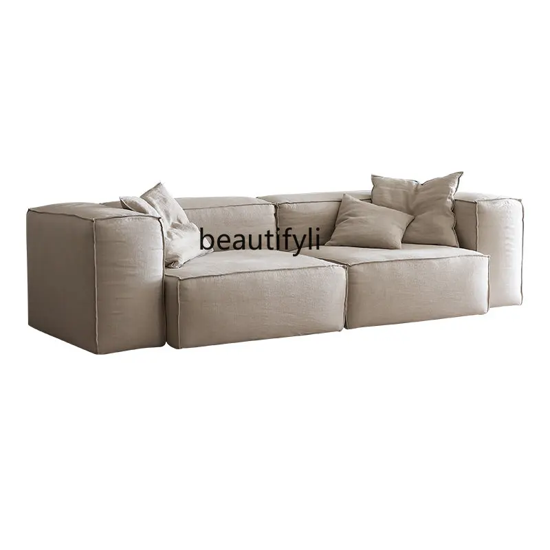 Sofa Living Room Modern Simple Small Apartment Fabric Sofa Silent Wind Straight Row Tofu Block Three-Seat Sofa home furniture