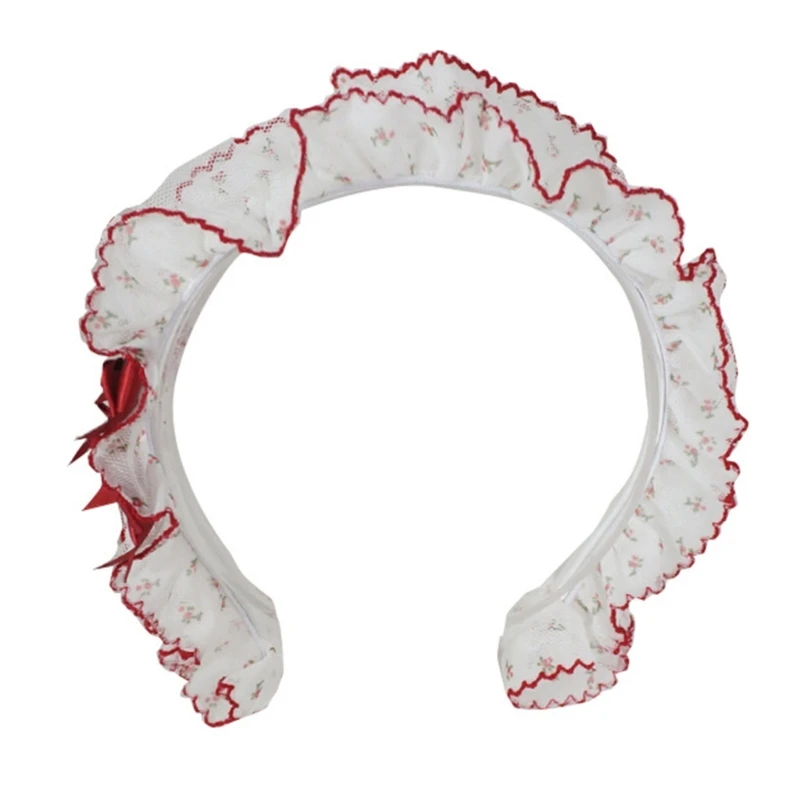 Elegantes Spitzen-Haarband mit Rüschen und Schleife für Dienstmädchen-Rollenspiel-Events und Y166