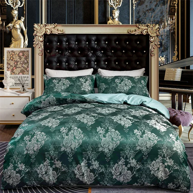 European American Palace Gold Bedding Set Luxury Jacquard Satin Duvet Cover Set High End Home Twin Bedding Sets Quilt Covers