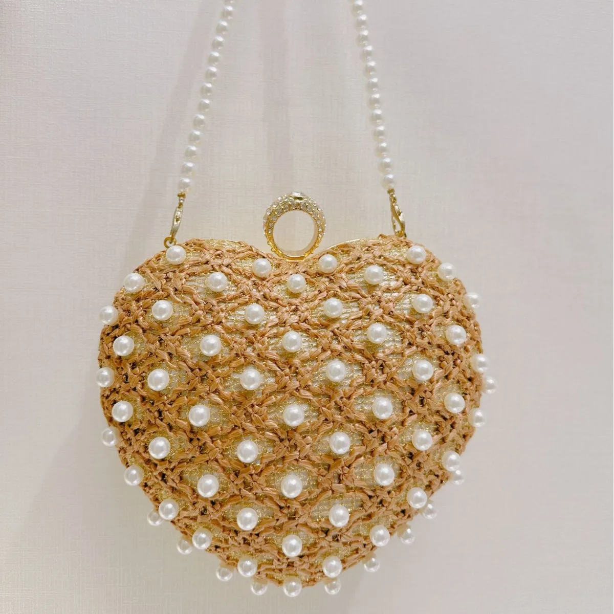 

Сумка-клатч для ужина, плетеная из травы, с жемчугом, женская сумочка, универсальная, для праздников