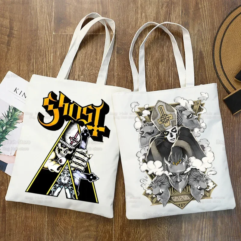 Ghost Band Shoulder Canvas Bags Large Capacity College Harajuku Ghost B.C Handbag Women Bag Shopping Bag