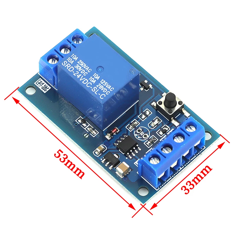 5V 12V 24V Single Button Bistable Relay Module, Self-locking One-key Start Stop Switch for Car Modification & 51 MCU Control