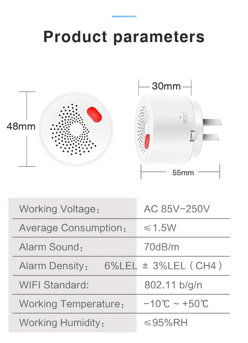 Zigbee/Wifi Tuya Smart Home Natural Gas Leak Detector Sensor Combustible LPG Leakage Alarm Detector Smart Sensor Home Security