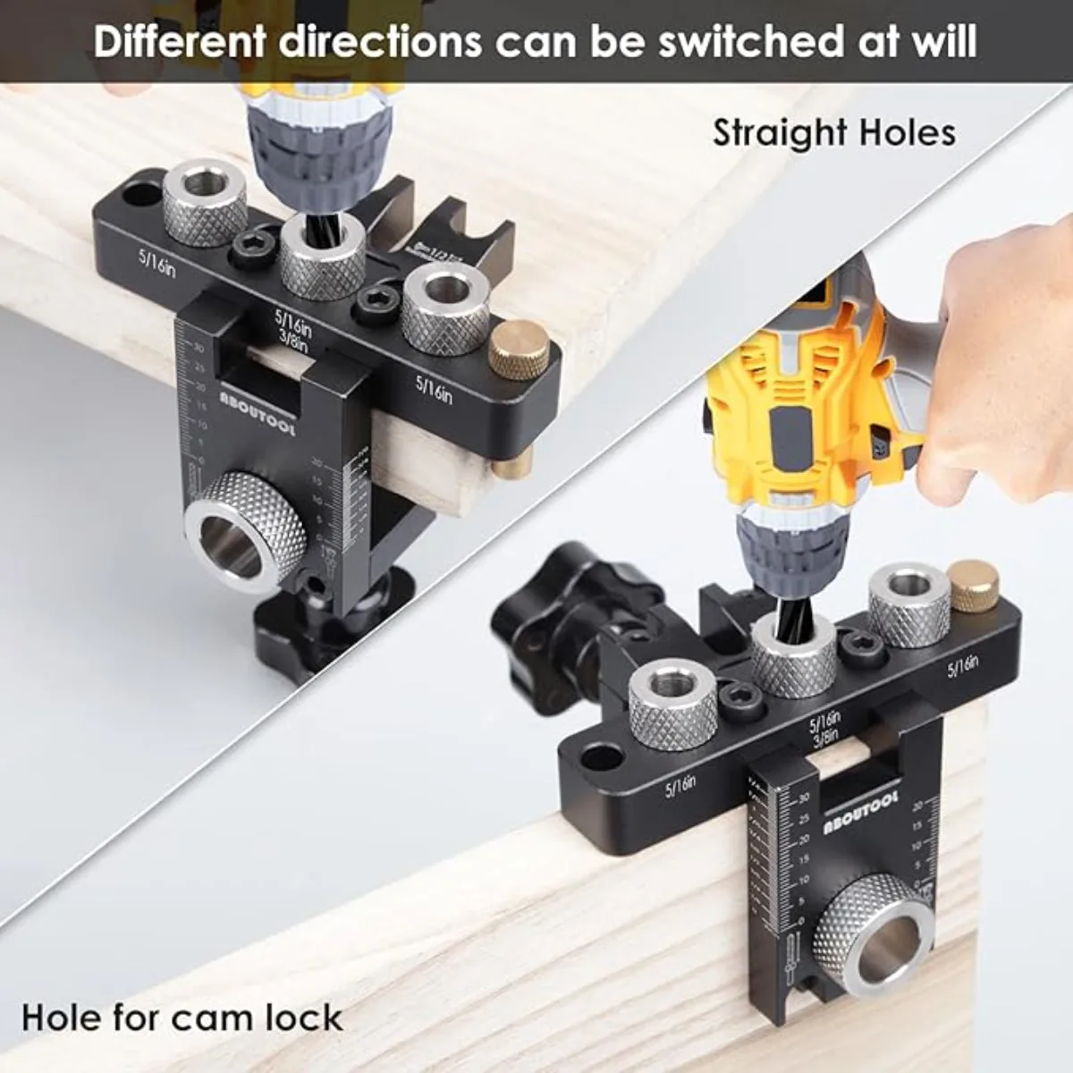 Self Centering Doweling Jig Kit - Dowel Jig Kit for Straight Holes, 3 Size Drill Bit (8, 10, 15 mm) (5/16