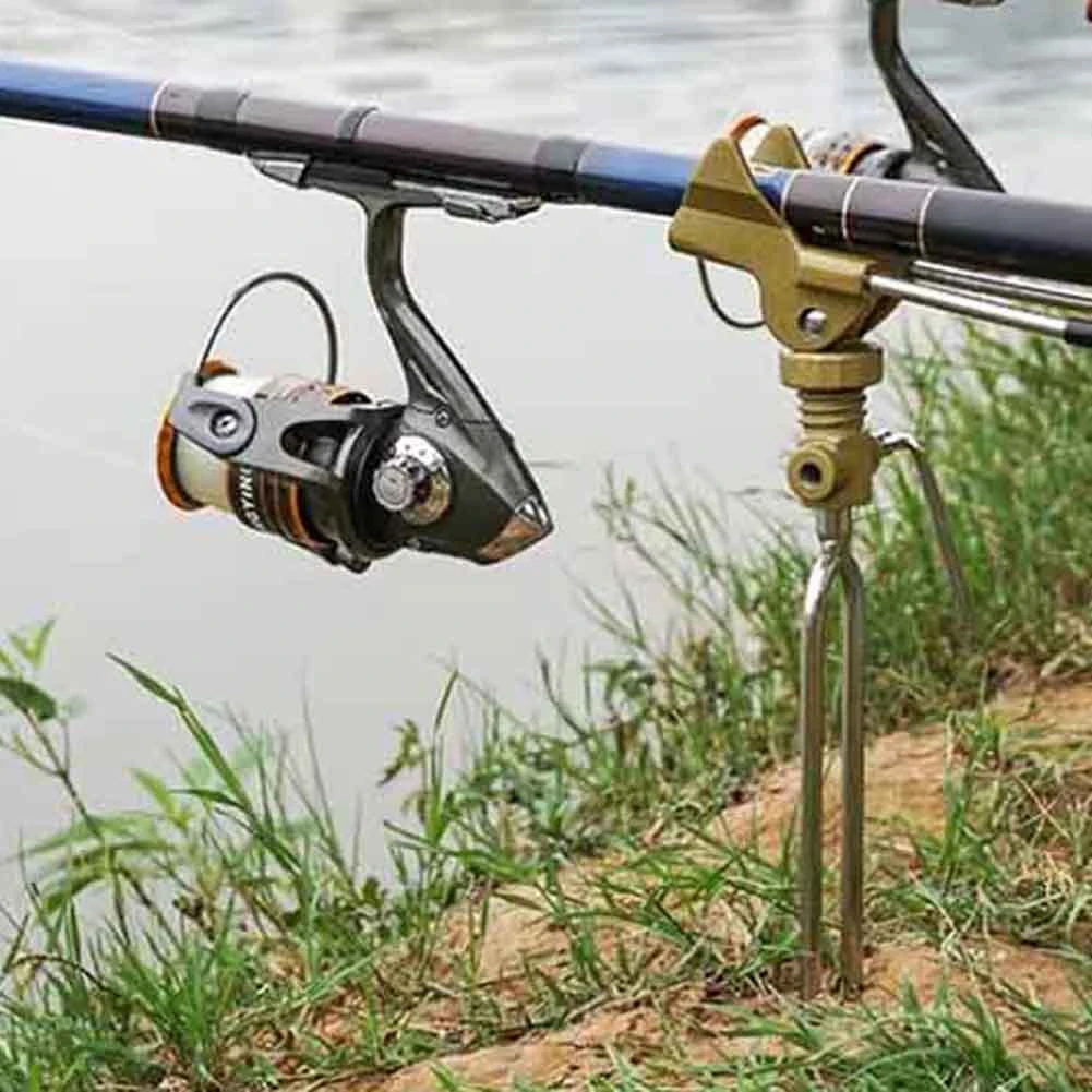 B48B-360 Degree Adjustable Fishing Rod Holder Folding Fish Pole Fixing Stand For Bank Fishing Ground Support Tool
