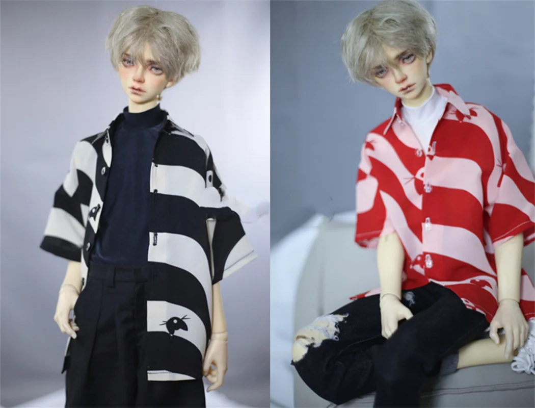 BJD doll clothes suitable for 1/3 1/4 POPO68 ID Uncle size cat and mouse wave short sleeve flower shirt 2 color doll accessories