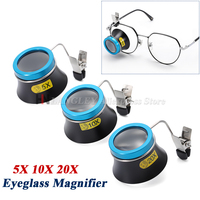 Eyeglass Magnifier 5X 10X 20X Clip-On Eye Loupe Magnifying Lens Portable Eyepiece Process Operation for Watchmakers Repair Tool
