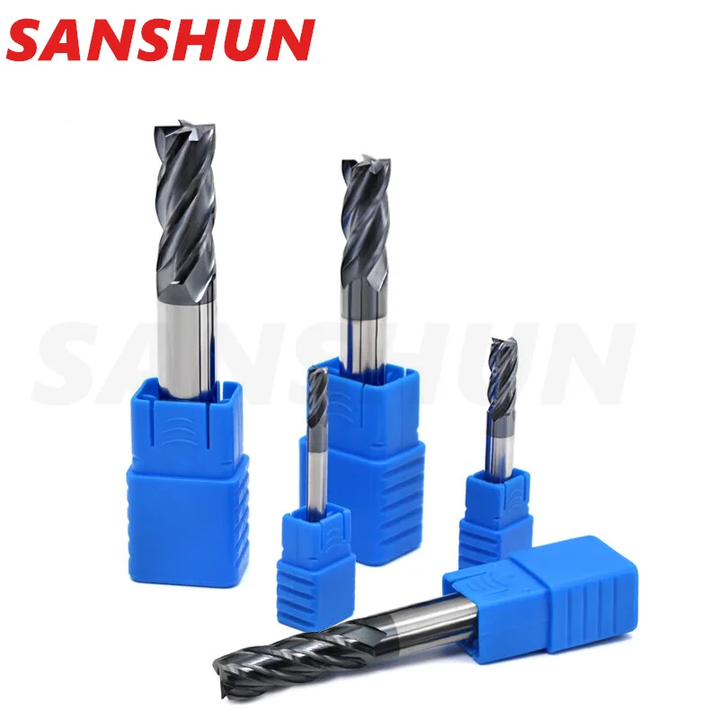 HRC50 Tungsten Steel Carbide lengthening Milling Cutter 4-Flute Nano-Coating Flat Bottom Endmills CNC Mechanical Endmill Tools