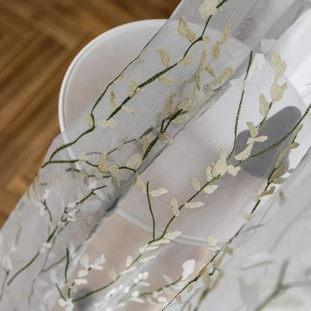 

Gray Tulle Door Nordic Curtains For Living Dining Room Bedroom Modern Luxury Fresh Embroidery Yarn Window Screen Customize