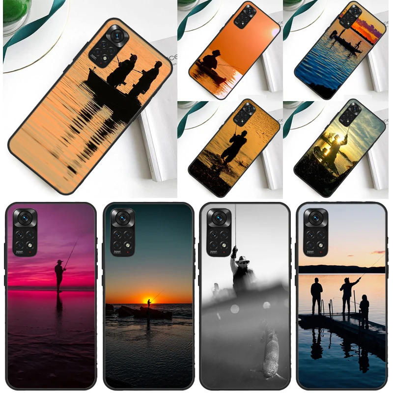 

Чехол Bass Fishing Lake Sunset Fisherman для Xiaomi Redmi Note 13 Pro 14 12 9 10 11 Pro 10S 11S 12S Redmi 13C 14C 10C 12C Cover