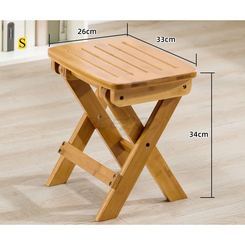 Wooden Foldable Stool Short Portable Living Room Bathroom Toilet Small Stool Household Foldable Small Stool