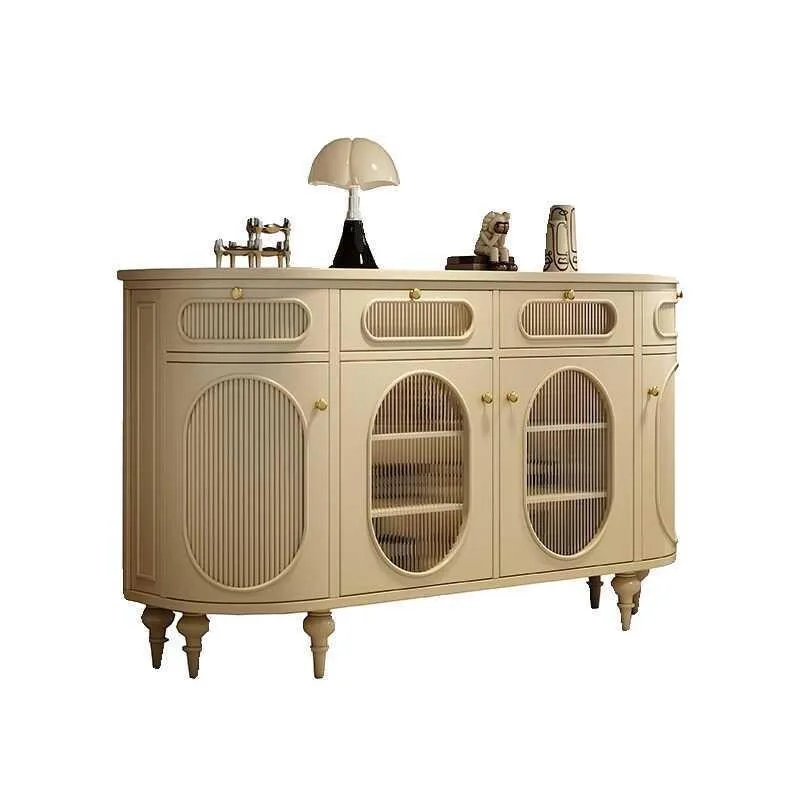 French retro solid wood dining side cabinet, American medieval entrance storage cabinet