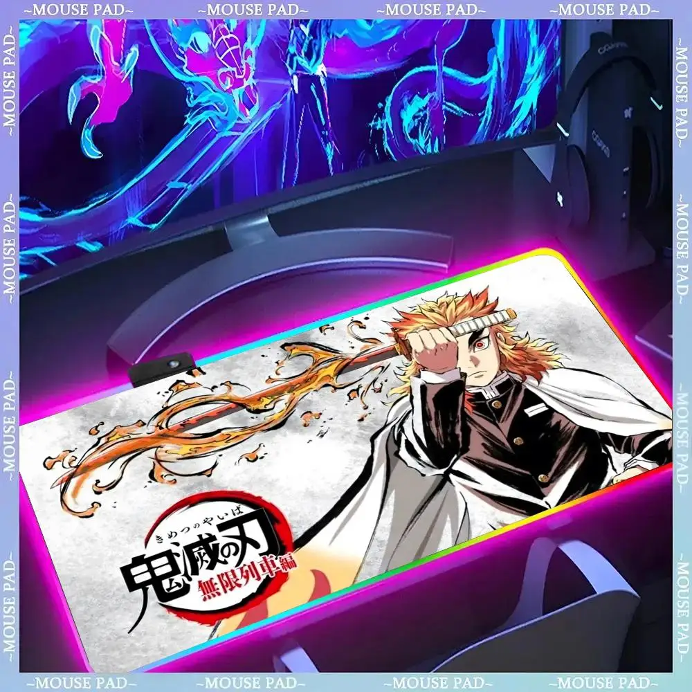 

D-Demon Slayer коврик для мыши геймер люминесцентный светодиодный коврик для мыши игровой стол Rgb настольный коврик клавиатура коврик для ПК