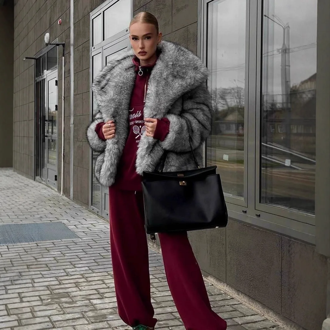 

Модная зимняя мягкая пушистая шуба для женщин High Street Роскошная куртка из искусственного лисьего меха с лацканами Женская шуба из искусственного меха Уличные пальто Новинка