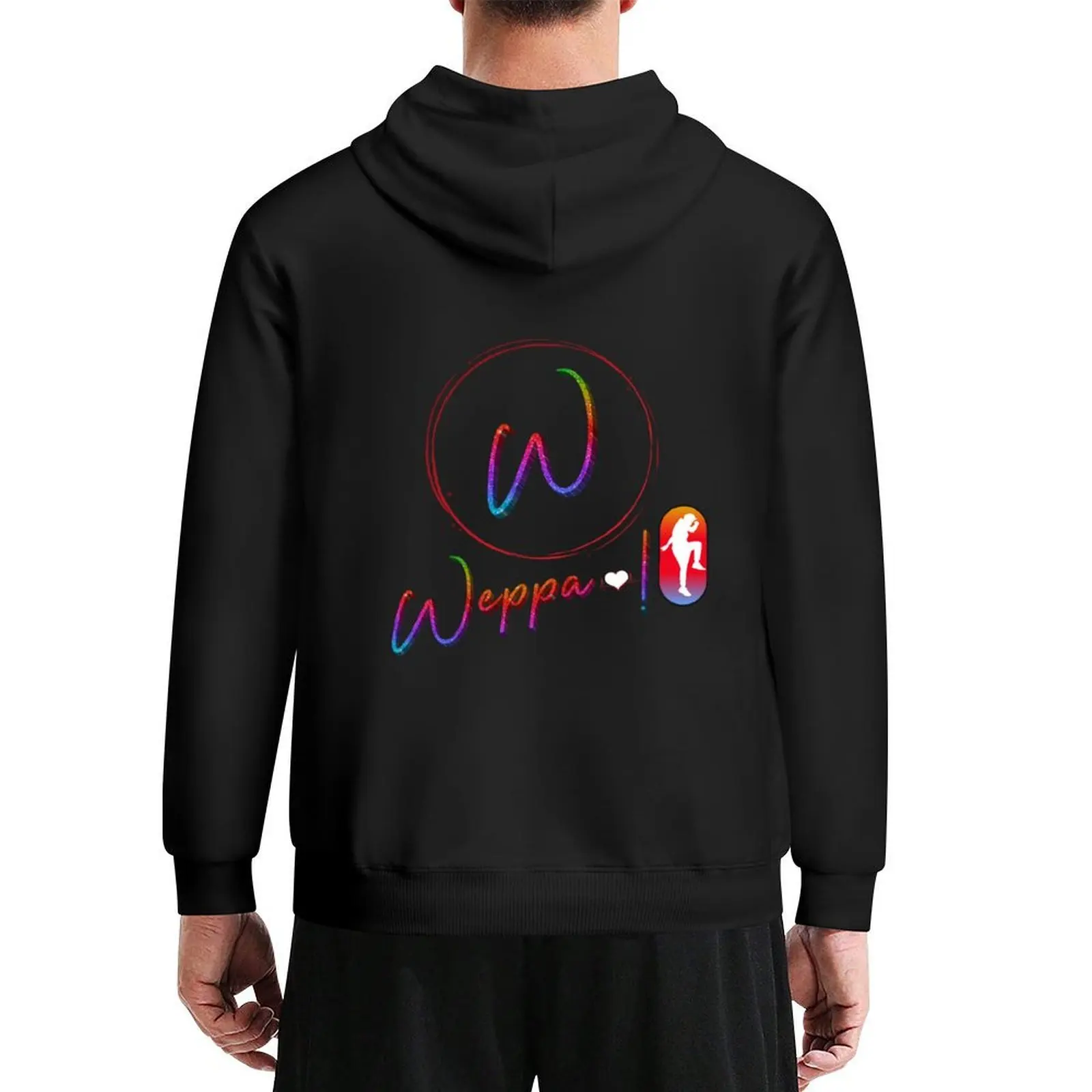 

Logo of my fitness activity Weppa with personaje MULTICOLOR FONDO NEGRO Hoodie korean autumn clothes mens clothes mens hoodies