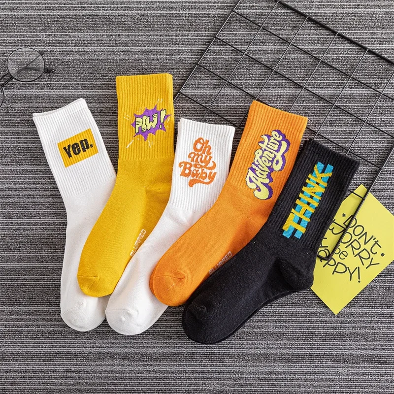 

5 Pairs Fashion Anime Mens Socks Long Socks Knee-High Couples Cosplay Sock Personality Cool Hip Hop Harajuku Women Funny Sock