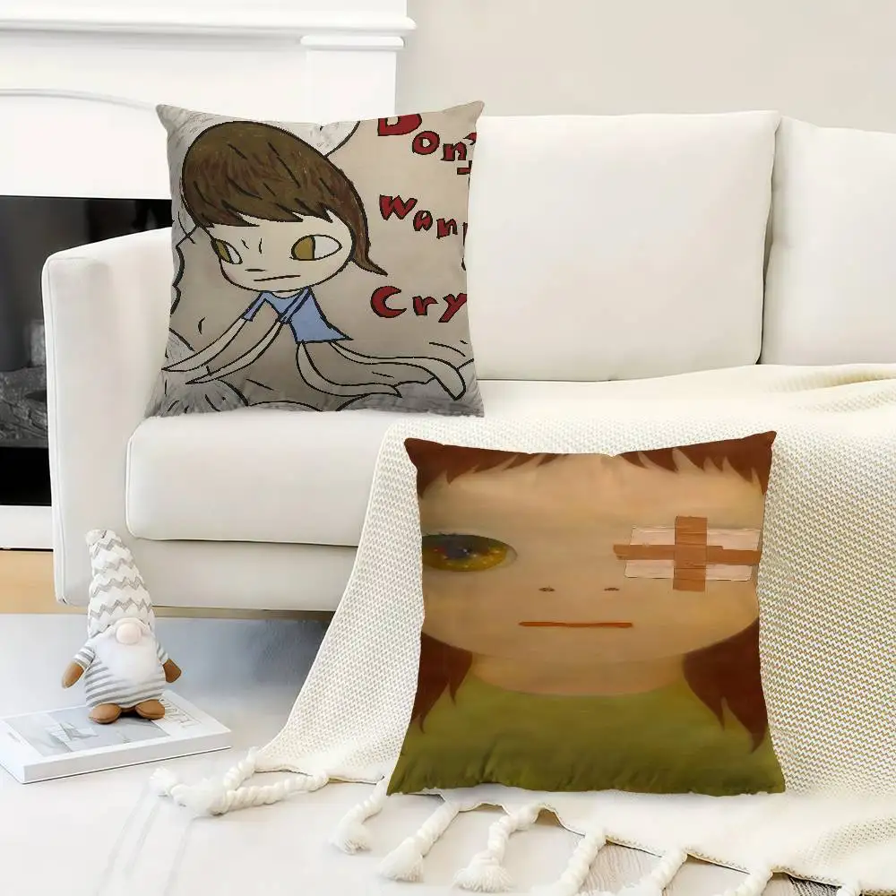 

Yoshitomo Nara The Works Office Cushion Pillowcase Car Cushion Cover45X45CM Lumbar Pillowcase Sofa Pillowcover
