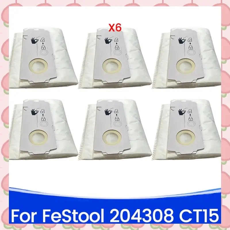 N18R 6 قطعة 204308 CT Mini/Midi -2/5 مرشح كيس لجميع الغبار Forfestool 204308 CT 15 ملحقات المكنسة الكهربائية