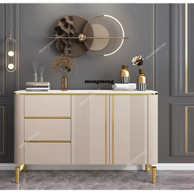 Light Luxury Dining Sideboard Storage Cabinet Living Room Entryway Cabinet Modern Simple Dining Room Marble Dining Side Table