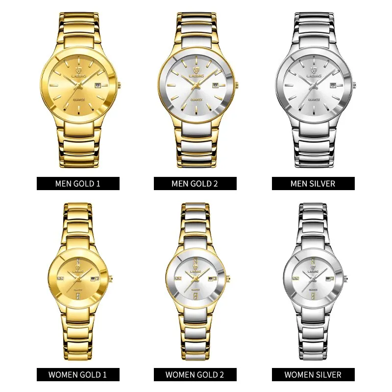 LIEBIG Luxury Golden Stainless Steel Quartz Watch Women Men Waterproof Date Wristwatches For Ladies Female Clock Montre Femme