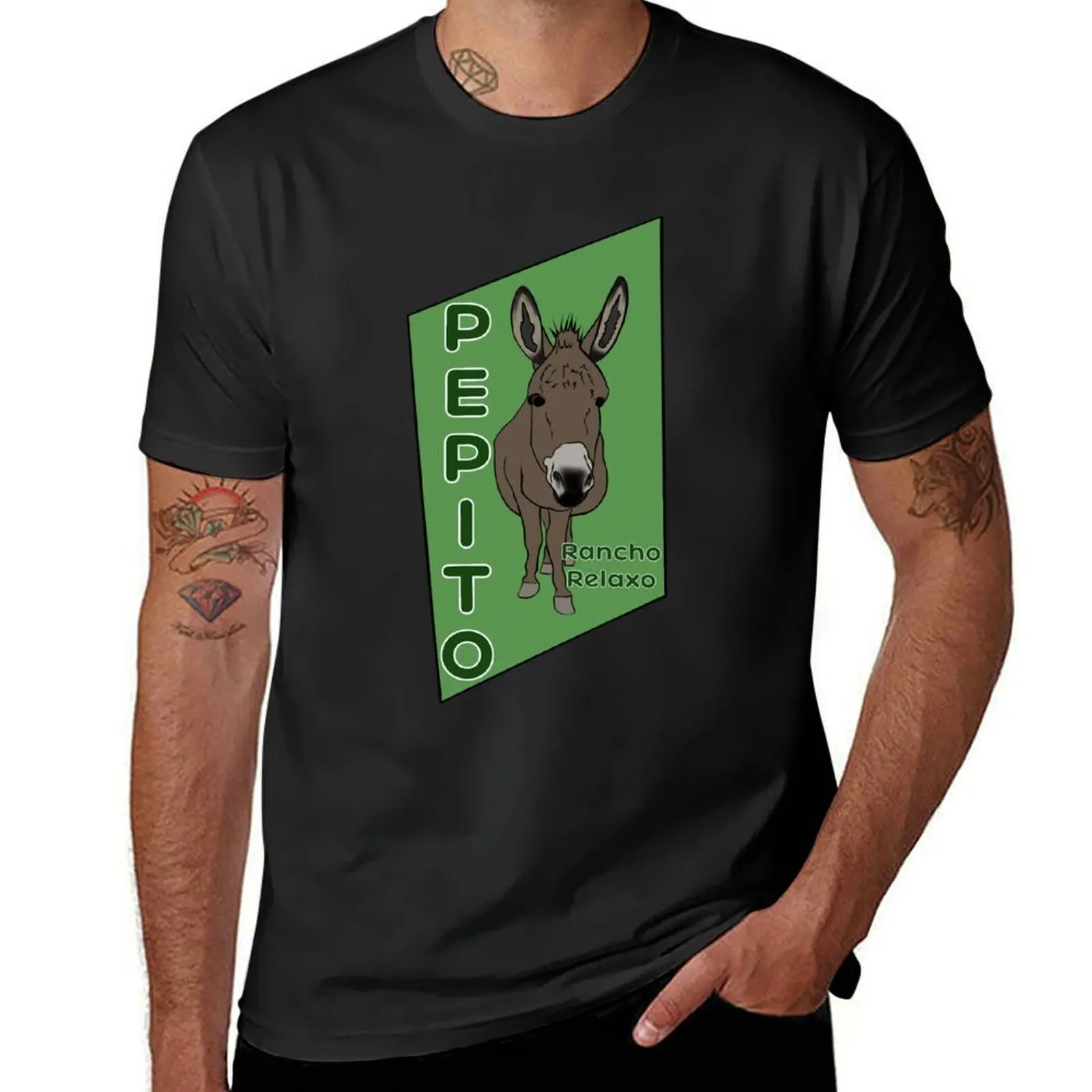 Rancho Relaxo - Pepito the Donkey T-Shirt animal prinfor boys heavyweights kawaii clothes blacks T-shirt men