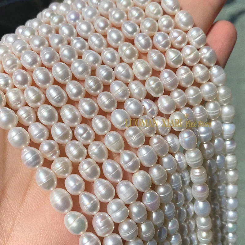 7-8mm Good Quality Natural Freshwater Pearls Loose Rice Shape Spacer Beads for Jewelry Making Diy Bracelet Earrings Accessories