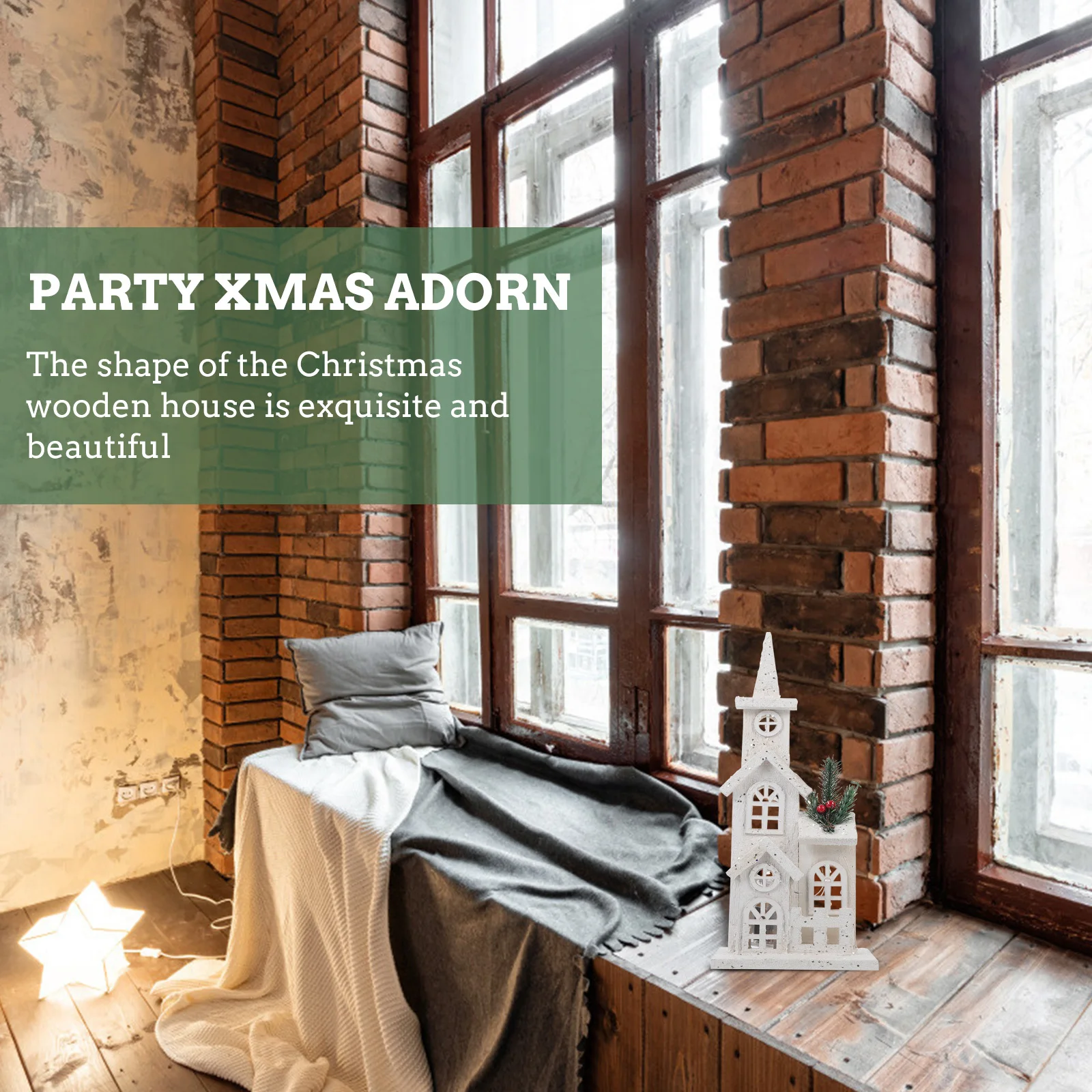 

1Pcs Radiant Desktop Decorative House Craft Unique Christmas Decor for Home Office Party Luminous Mini House Showcase Ornament