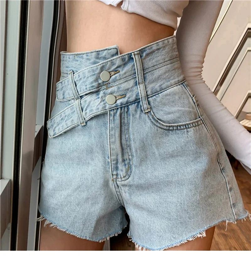 

Women 2024 Newest Summer Korean Style Fashion High Waist Shorts Female Patchwork Denim Plus Size Shorts Personality Streetwear