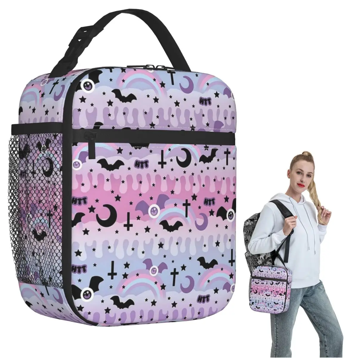 Gothic Halloween Bats (2) Insulated Lunch Bag for Women Kids Portable Food Boxes Thermal Lunch Box Tote