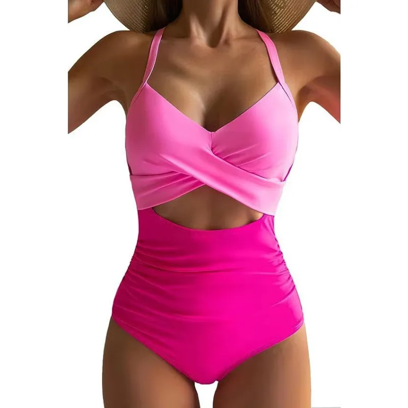 One-piece Swimsuit Hollow Out Women Summer New Popular Sexy Solid Color Swimsuit Swimwear Bikini