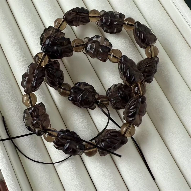 8 مللي متر الطبيعية سموكي الكوارتز حبة سوار اليدوية كريستال مجوهرات تمتد الأطفال هدية عيد ميلاد 1 قطعة #5