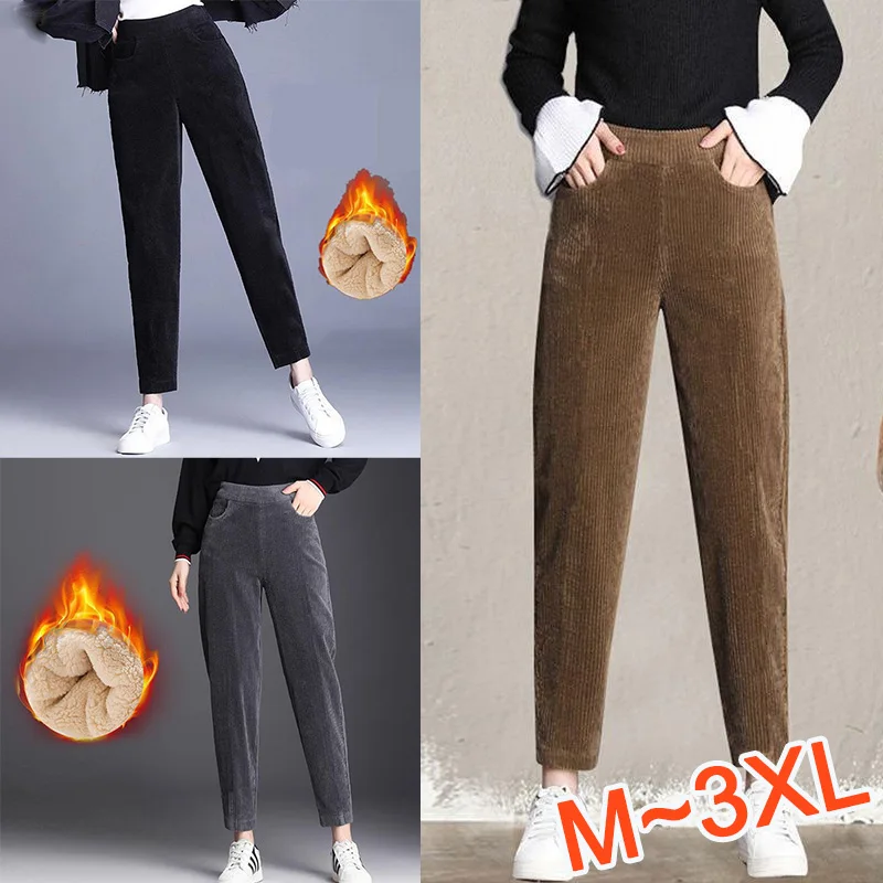 

2023 New Women's Winter Thickened Plush Fleece High Waist Pants Women's Leisure Warm Pants Outdoor Casual Pants