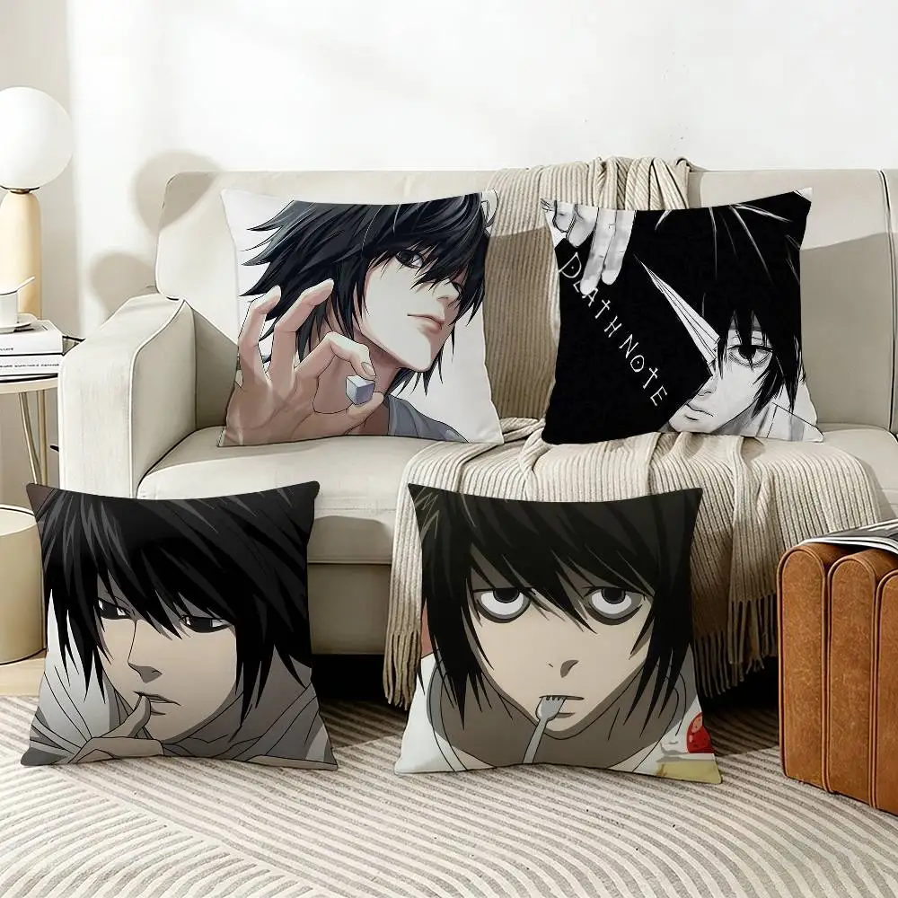 

L-Lawliet D-Death Note Pillow Case Living Room Sofa Cushion Cover Suitable For Home Bedroom Room Decoration