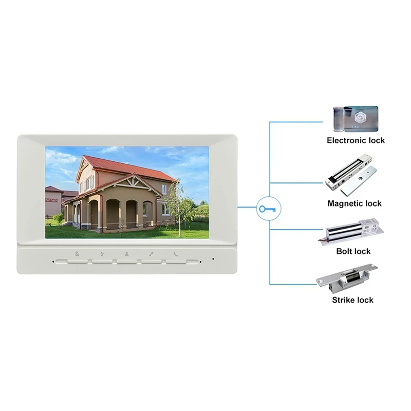 Sistema de intercomunicación de vídeo de 7 pulgadas, Kits de sistema de timbre de puerta, soporte de monitoreo de desbloqueo para Villa y hogar