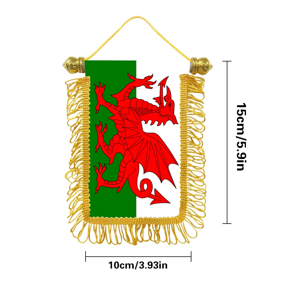 Wales small hangicng flag 10x15cm triangular flag car decoration hanging flag double-sided pattern with suction cup