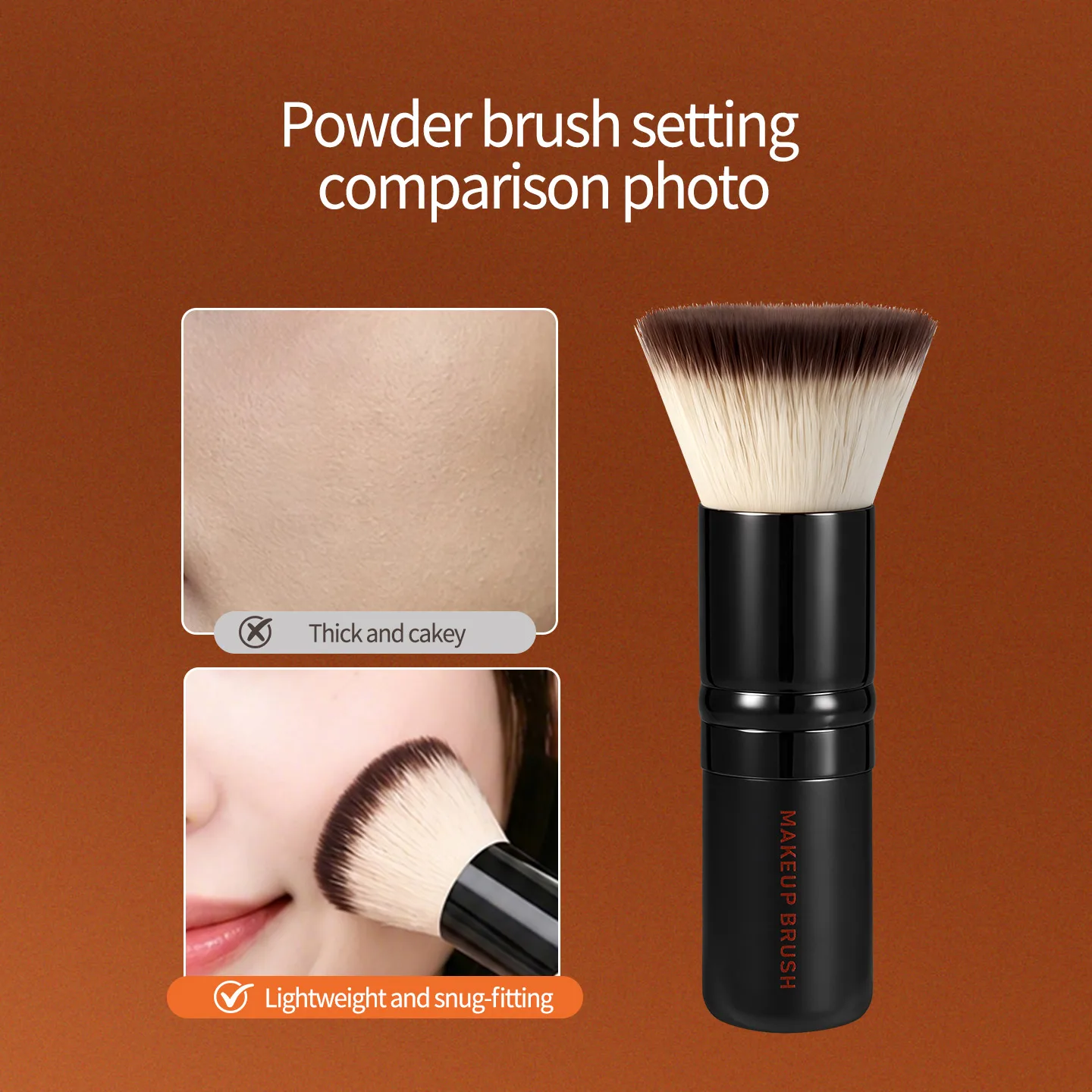 Flat Top Kabuki Makeup Brush Soft Dense Bristles for Liquid Foundation Powder Blush Contour Face Beauty Tool