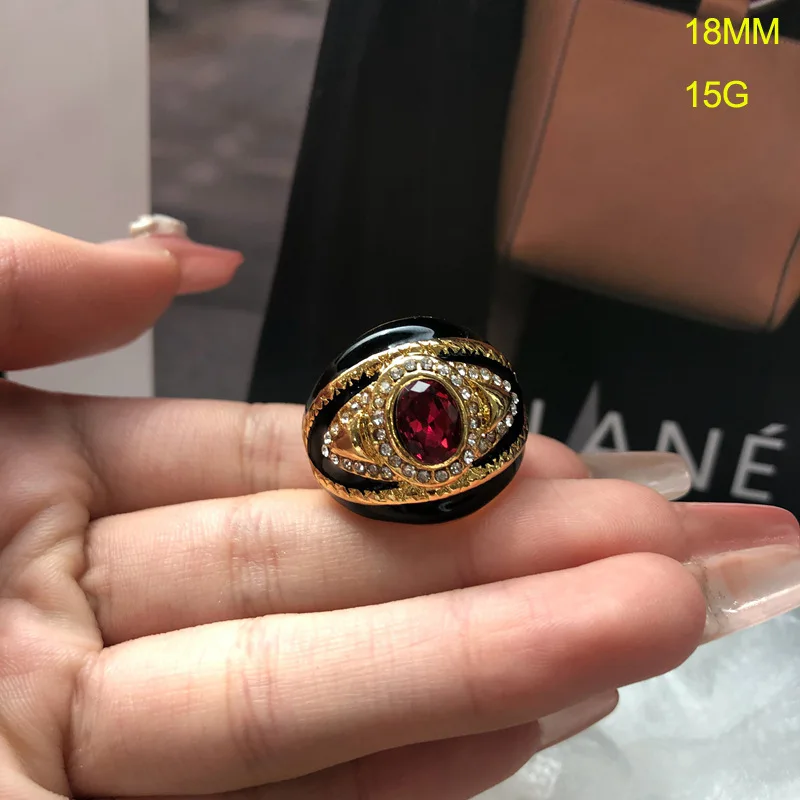 vintage Ring diamonds rose purple gemstones elegant ring black enamel glazed classic ring