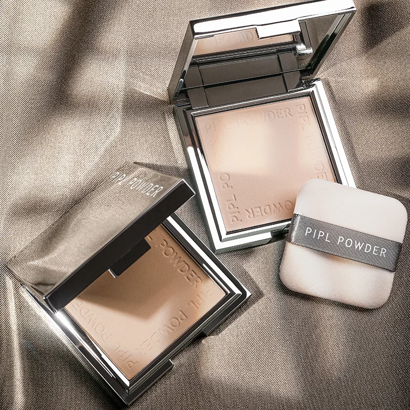 Silver Square Makeup Compact Powder Concealer Girls Brighten Pressed Powder Oil-control Long Lasting Water Proof Cosmetic Powder